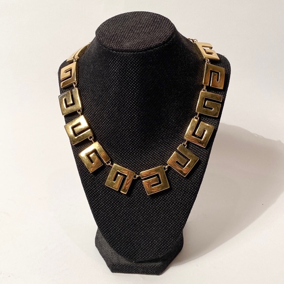 RARE Authentic Vintage 1980s GIVENCHY Gold Tone G Logo Necklace or Choker! Glam - Picture 8 of 8